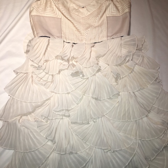 bcbg white ruffle dress
